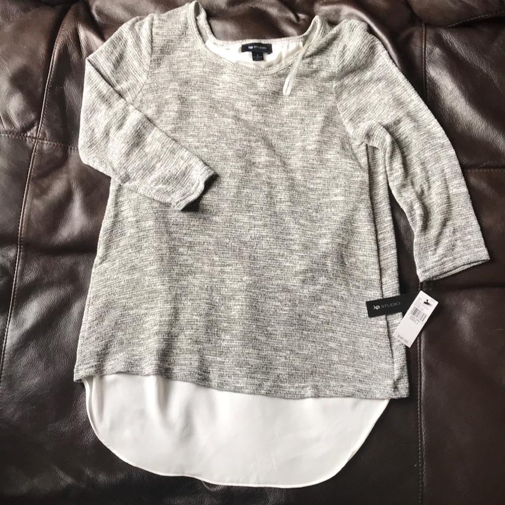 Two tone sweater blouse